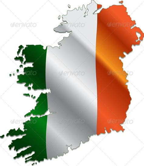 Ireland Map with Flag #GraphicRiver Ireland map with the national flag on it. Ireland Map ...