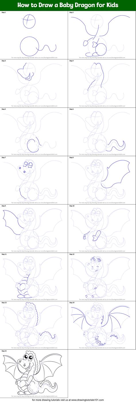 How to Draw a Baby Dragon for Kids (Dragons) Step by Step | DrawingTutorials101.com