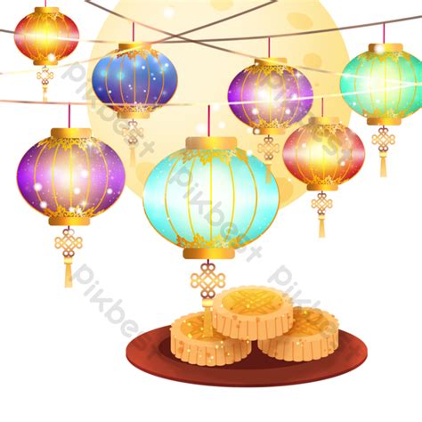 Tết Trung Thu Full Moon Beautiful Lanterns in The Sky | PSD PNG Images ...