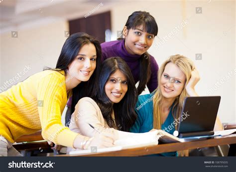 Group Young Female College Students Using Stock Photo 108795035 - Shutterstock