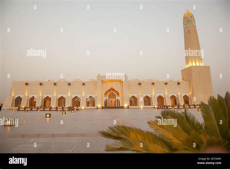 Doha,Qatar- April 24,2022: Imam Muhammad ibn Abd al-Wahhab Mosque is the national mosque of ...