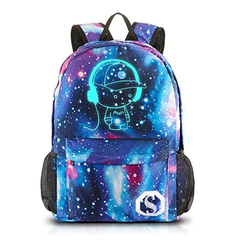 New School Backpack Bookbag Cool Luminous School Bag Unisex Galaxy ...