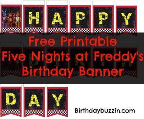 Free Printable Five nights at Freddy’s birthday banner | Birthday Buzzin | Printable birthday ...