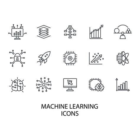 machine learning icons set . machine learning pack symbol vector ...