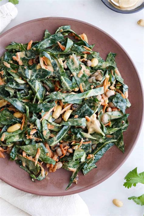 Shredded Collard Greens Salad with Peanut Dressing - It's a Veg World ...