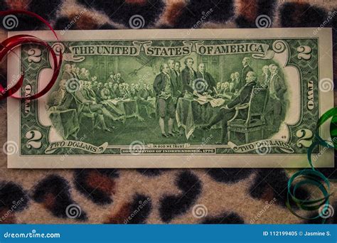 Historic Back Side of a Two Dollar Bill Stock Image - Image of collectible, independence: 112199405