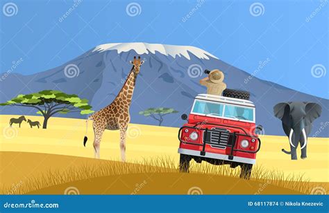 Safari Truck In African Savannah Royalty-Free Cartoon | CartoonDealer ...