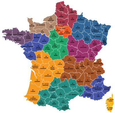 France Departments And Regions Map - Rhea Velvet