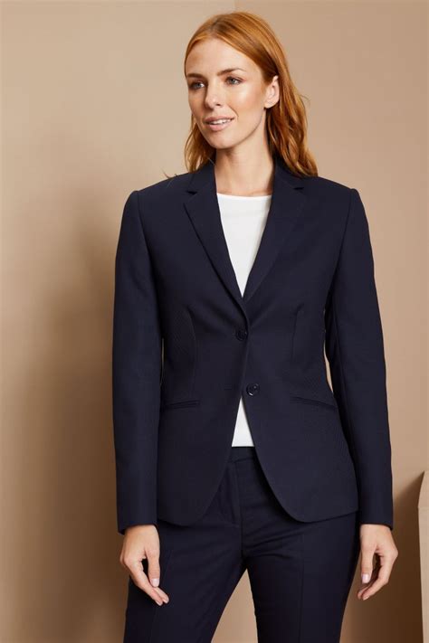 Contemporary Women's 2 Button Suit Jacket (Long), Navy | Simon Jersey