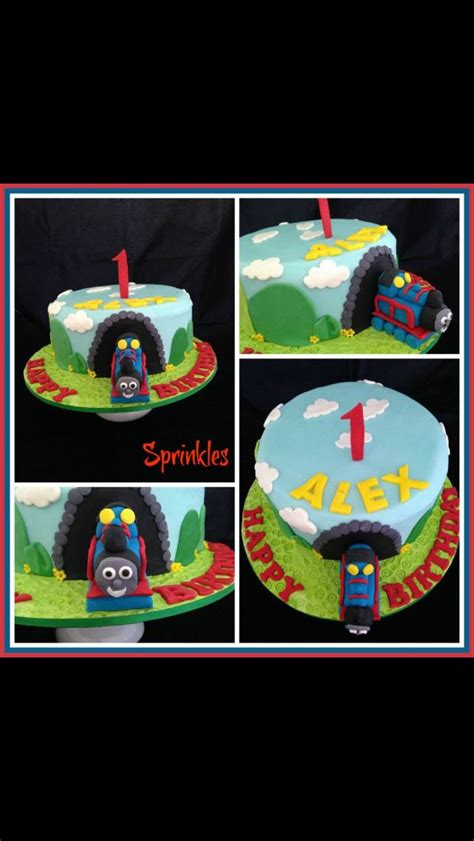 Thomas the Tank Engine 1st Birthday cake. Chocolate mud cake with ...