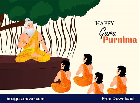 Happy Guru Purnima Vector Illustration of Guru and Shishya Free ...