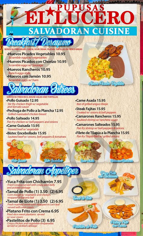 El Lucero | Mexican-Salvador Food | El Lucero | Menu