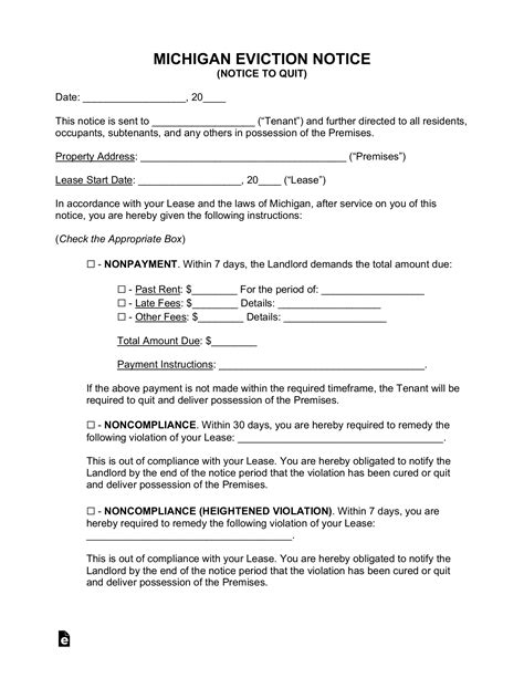 Free Michigan Eviction Notice Forms (4) - PDF | Word – eForms