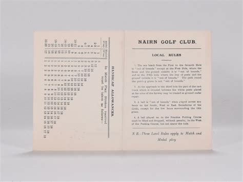 Scorecard | Nairn Golf Club