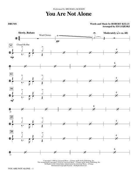 You Are Not Alone - Drums Sheet Music | Ed Lojeski | Choir Instrumental Pak