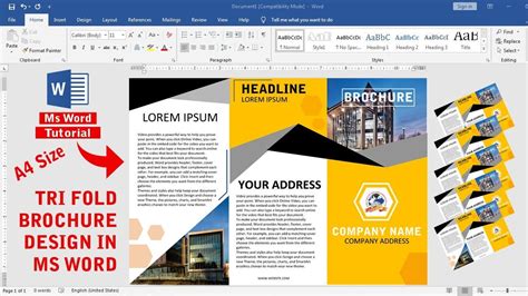 3 Fold Brochure Design in Microsoft Office word | Ms word Tutorial - YouTube