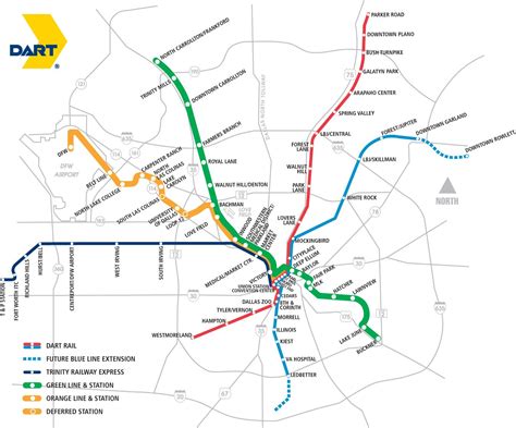 Dallas transit map - Dallas area rapid transit map (Texas - USA)