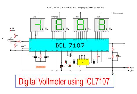 Digital voltmeter circuit diagram using ICL7107 / 7106 with PCB