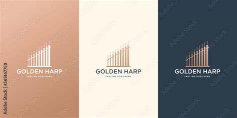 musical harp instrument logo. classic harp musically logo vector illustration design Stock ...