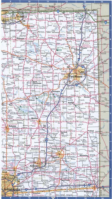 Map of Indiana Northern, Free highway road map IN with cities towns counties