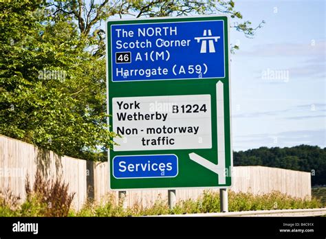 UK motorway direction and destination sign with a mix of motorway and Stock Photo, Royalty Free ...