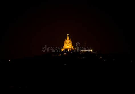 Tibidabo in the night stock photo. Image of culture - 140434878