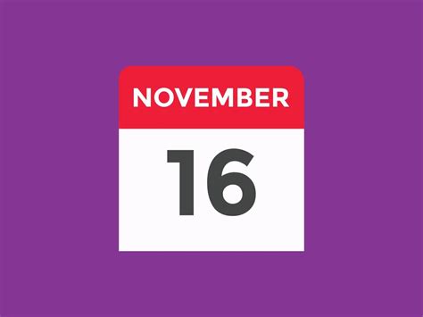 november 16 calendar reminder. 16th november daily calendar icon template. Calendar 16th ...