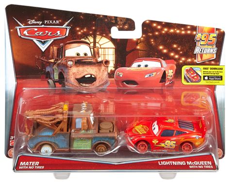 Buy Disney Pixar Cars Mater with No Tires and Lightning McQueen with No Tires #95 Returns 1:55 ...