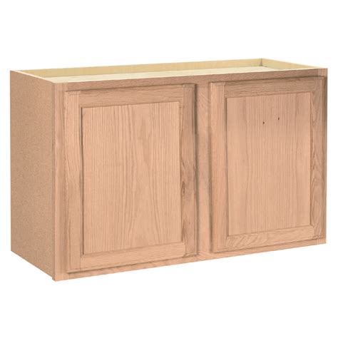 Shop Project Source 36-in W x 15-in H x 12-in D Unfinished Brown Oak Door Wall Cabinet at Lowes.com