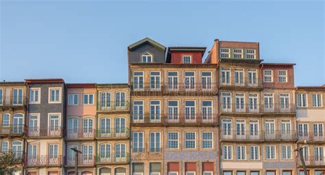 Traditional Portuguese Architecture Buildings at Cais Da Ribeira ...