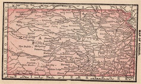 1888 Tiny KANSAS State Map of Kansas Map Gallery Wall Art - Etsy ...