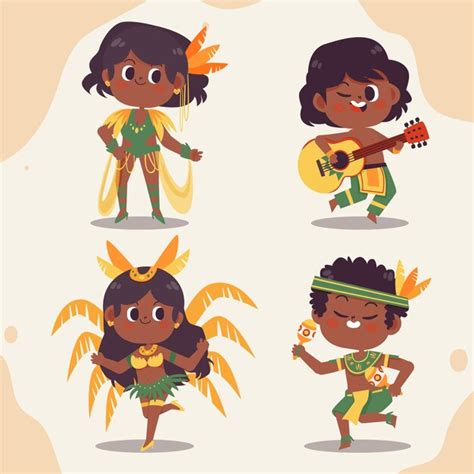 Free Vector | Flat brazilian carnival characters collection