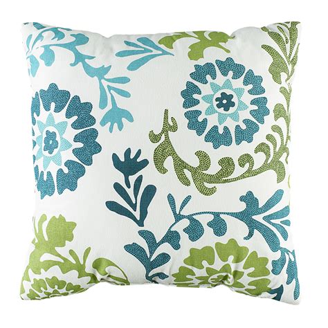 Floral Accent Throw Pillow in Green and Blue