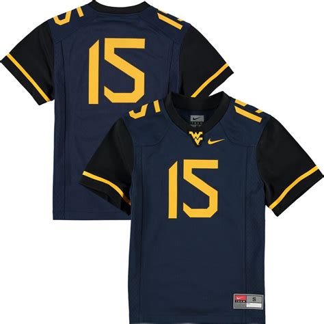 Nike #15 West Virginia Mountaineers Youth Navy Replica Football Jersey