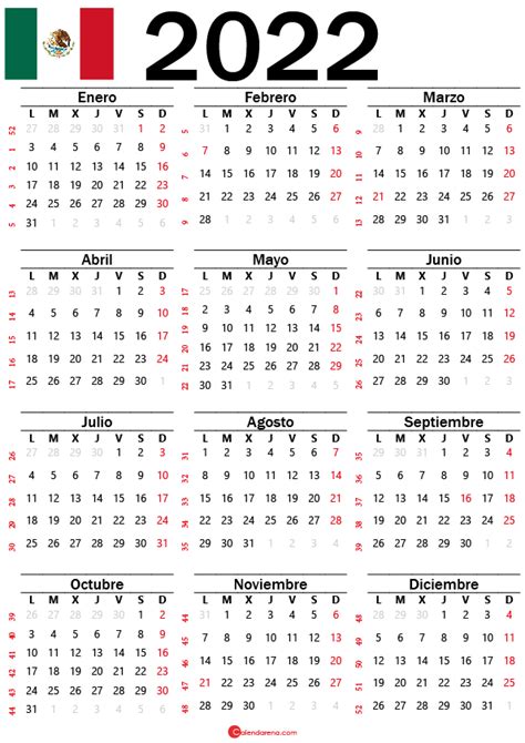 Calendario 2022 mexico con días festivos para imprimir | Calendario con festivos, Calendario ...