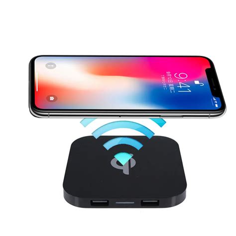 Qi Wireless Charger Portable Mini Qi Safe Wireless Charger Charging Pad Dual USB For Iphone8/8 ...