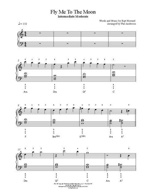 Fly Me To The Moon by Frank Sinatra Piano Sheet Music | Intermediate ...