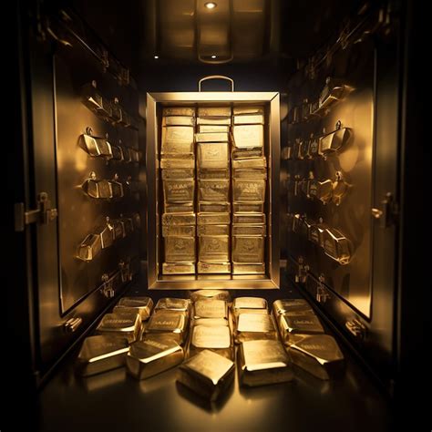 Premium Photo | Opened safe or vault with lot of gold bars investment gold