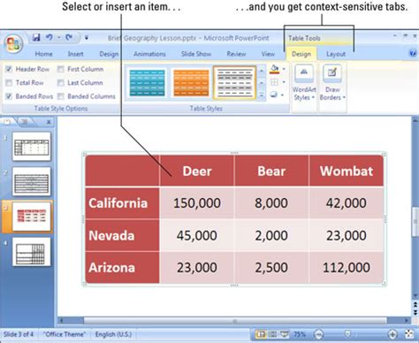 The Layout of a PowerPoint 2007 Tab - dummies