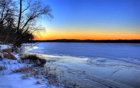 Sunset in Winter over Wisconsin River Free Photo Download | FreeImages