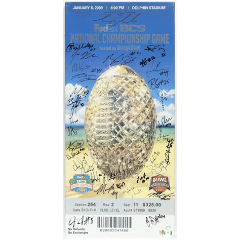 2008 Florida Gators National Champions Mega Ticket Stretched Canvas Team-Signed By (34) With ...