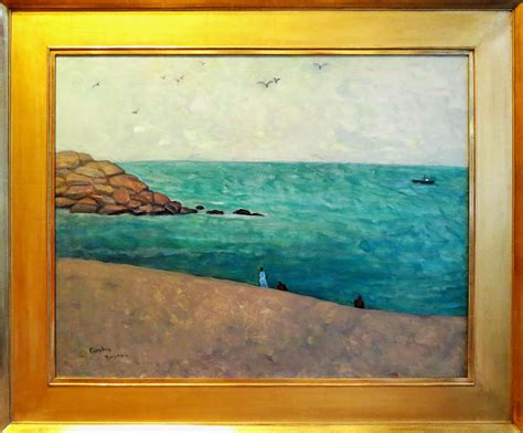 Abbo Ostrowsky - Large Vintage American Modernist Seascape Ocean Oil Painting by Abbo Ostrowsky ...