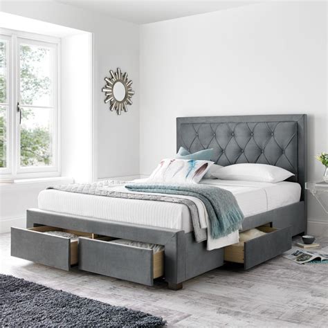 Woodbury Grey Fabric 4 Drawer Storage Bed