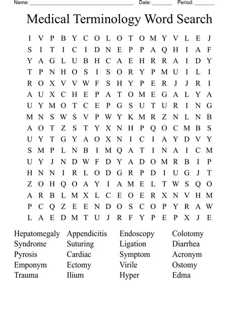 Medical Terminology Word Search - WordMint