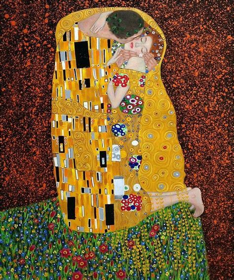 a painting of two people hugging each other