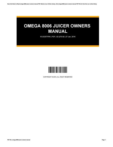 Omega 8006 juicer owners manual by LynnRoss2245 - Issuu