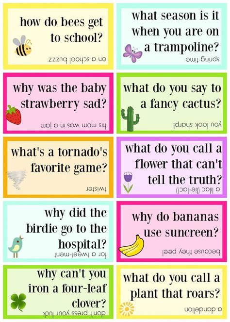 Lunch Box Jokes for Spring, FREE PRINTABLE Funny Riddles, Funny Jokes ...