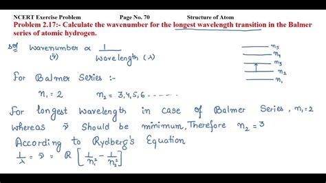 Calculate wavenumber for the longest wavelength transition in the ...