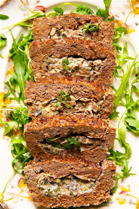 Creamy Mushroom Stuffed Meatloaf - Vikalinka