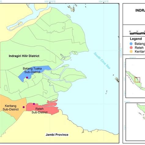 Map of study area in Indragiri Hilir District, South Sumatra, Indonesia ...